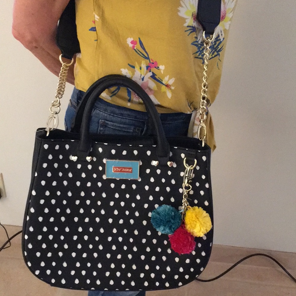 Betsey Johnson Black and White Polka Dot Crossbody Bag